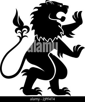 Lion Rearing Rampant Coat of Arms Heraldic Animal Stock Vector Image ...