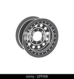 Cylinder disk isolated car brakes spare part. Vector transport accessory, brake system auto parts side view, metal pulley. Repair service equipment, motorcycle, motorbike or car cylinder disc Stock Vector