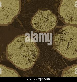 Saw cut tree seamless pattern. Vector illustration Stock Vector