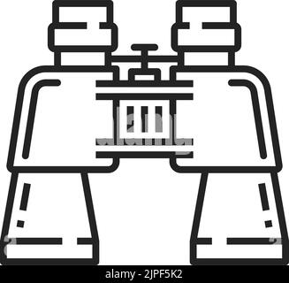Binoculars linear icon isolated outline spy symbol. Vector exploration and discovery, optical equipment, navigation concept. Field glasses two mounted telescopes and aligned to point in one direction Stock Vector