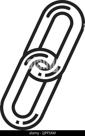 Two linked chains isolated linear interaction symbol. Vector monochrome link icon, hyperlink, teamwork friendship and communication sign, partnership and work together. Metal link of chain, union Stock Vector