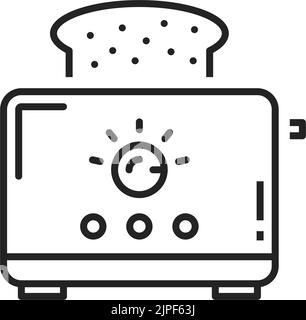 Toaster vector thin line icon. Kitchen cooking appliances, bread toaster Stock Vector