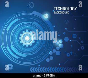 the circle high technology with circuit line blue background, illustrator digital abstract. Stock Vector