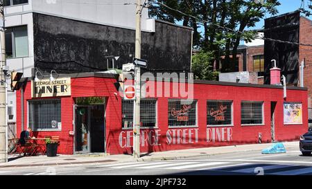 Toronto, Canada - August 12, 2022: The iconic George Street Diner in the St Lawrence Market neighbourhood. It was featured in the movie The F Word aka Stock Photo