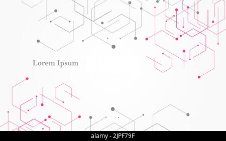 abstract pink gray hexagon, network image, geometric texture background, scientific technology, futuristic concept Stock Photo