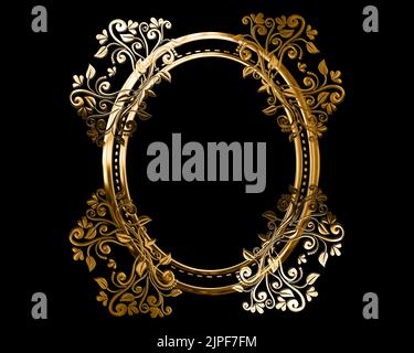 high resolution file with very realistic golden 3d effect isolated on transparent background,frame frame,mirror,portrait frame,very luxurious Stock Photo