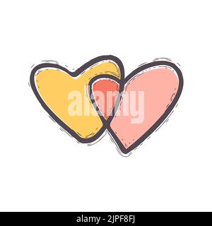 Hand drawing two hearts doodle icon. Stock Vector