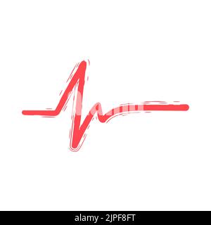 Hand drawing heart cardiogram line doodle icon. Stock Vector