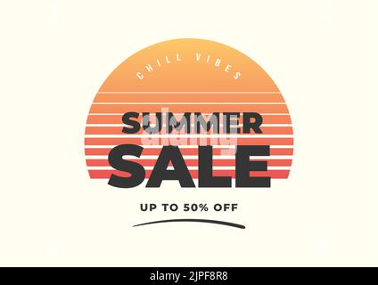 Summer sale vintage minimal banner template. Stock Vector