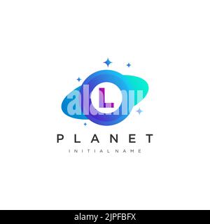Initial Letter L Circle with Orbit for Planet vector Stock Vector