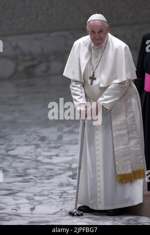 Vatican City, Vatican, 17 August 2022. Pope Francis arrives walking ...