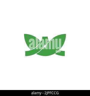 leaf simple linked geometric shape overlap logo vector Stock Vector