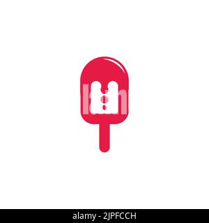 red ice cream melt design logo symbol vector Stock Vector