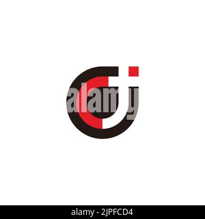 letter d j simple circle geometric colorful logo vector Stock Vector