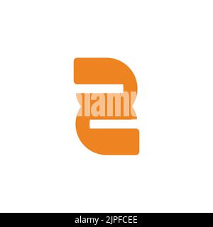 number 2 simple curves linked geometric logo vector Stock Vector