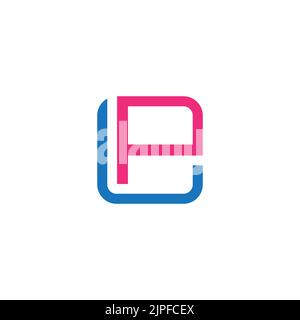 letter lp simple colorful happy fun design logo vector Stock Vector