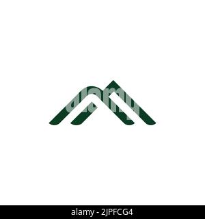 linked stripes green mountain simple line logo vector Stock Vector