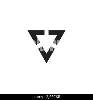triangle v arrows linked geometric logo vector Stock Vector