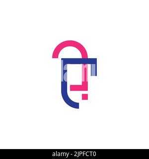 letter rj colorful linked geometric logo vector Stock Vector