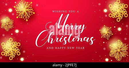 Christmas snowflakes vector background design. Merry christmas greeting text with snowflakes elements and bokeh lights for xmas holiday season. Stock Vector