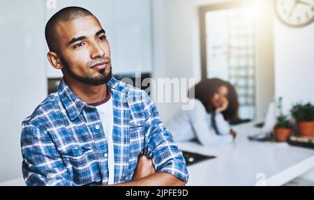Work through the bad and remember the good. a young couple upset at each other at home. Stock Photo