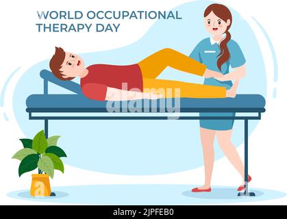 World Occupational Therapy Day Celebration Hand Drawn Cartoon Flat Illustration with Physical Therapists to Maintain and Recover Health Stock Vector