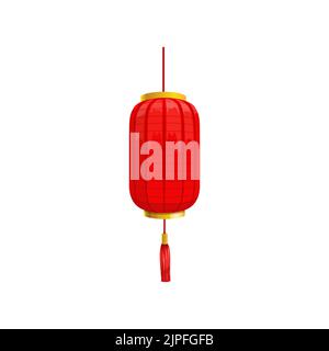 Chinese paper lantern red lamp isolated icon of Asian Lunar New Year holiday. Vector spring festival decoration, lanterns with tassel, oriental culture paper lamp, oriental lunar holiday hanging lamp Stock Vector