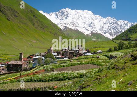 Ushguli, Europe's highest permanent village, in the Svaneti region of the Caucasian republic of Georgia Stock Photo