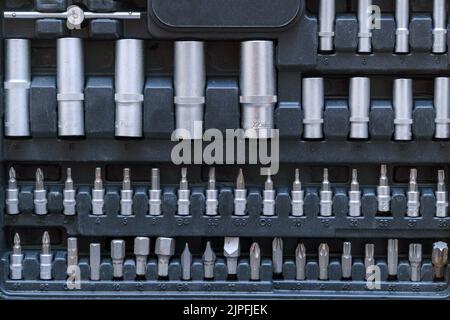 A set of torx tools, socket wrenches, screwdrivers and other tools. A tool for car repair. Selective focus Stock Photo
