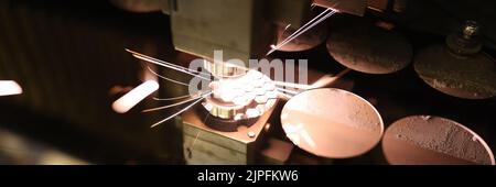 Fiber laser cutting machine cutting machine cut metal plate. Stock Photo