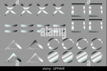 luxury silver background, illustrated with symmetrical pattern, realistic metal gradient and overlapping shapes Stock Vector