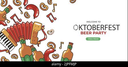 Flat oktoberfest horizontal banner template Vector illustration Stock ...