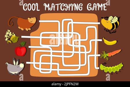 Matching children educational game. Activity for pre school years kids and toddlers. Stock Vector