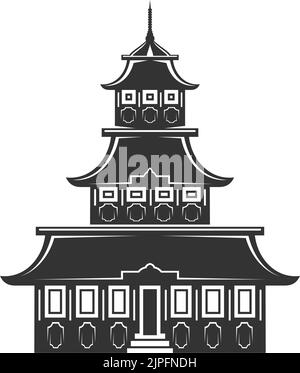 Chinese pagoda tower isolated religious building. Vector Stock Vector