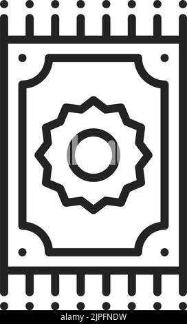 Muslim prayer carpet isolated namaz blanket outline icon. Vector islam prayer rug, turkish islamic mat salat worship pilgrimage blanket, home carpet linear sign. Sajadah Ramadan Kareem holiday item Stock Vector