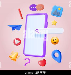 3D Social Media Concept Isolated. Stock Vector