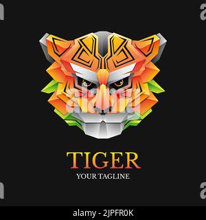 Tiger head vector illustration logo template colorful gradient style Stock Vector