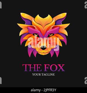Colorful gradient style fox head vector illustration logo template Stock Vector