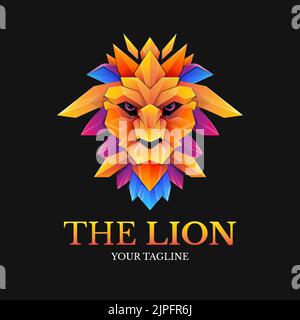 Lion head vector illustration logo template colorful gradient style Stock Vector