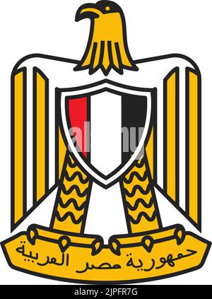 Egypt coat of arms, Egyptian Arab Republic emblem and country symbol, vector icon. Egypt official coat of arms as eagle of saladin or mubarak sign Stock Vector