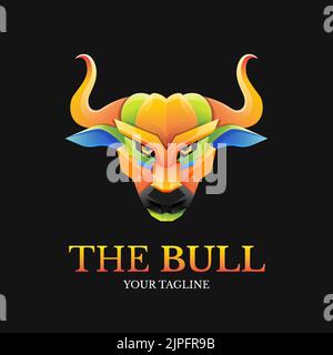 Colorful gradient style bull head vector illustration logo template Stock Vector