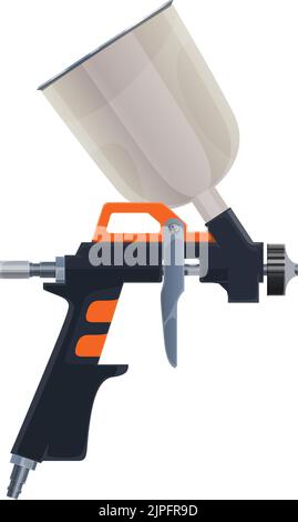 Paint spray gun, painting and finishing work tool, vector flat icon. Remodeling, repair and renovation or interior painting sprayer gun or varnish airbrush Stock Vector