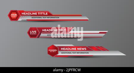 Broadcast news lower third modern banner template for television, video and media channel Stock Vector