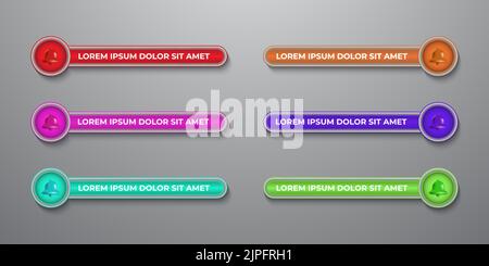 Lower third colorful banner collection with bell icon Stock Vector