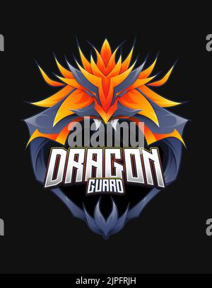 dragon e sports logo gaming mascot, flame fire Stock Vector