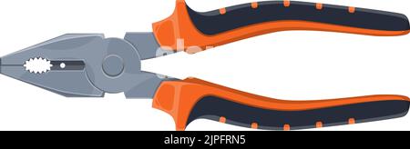 Pliers tool, carpentry and construction works handy hardware, vector. Pliers with side-cutting, metal or woodwork instrument or craftsman equipment and hand tool Stock Vector