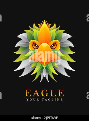 Eagle head vector illustration logo template colorful gradient style Stock Vector