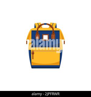 Yellow handbag. Cartoon leather backpack. Sack icon Stock Vector Image ...