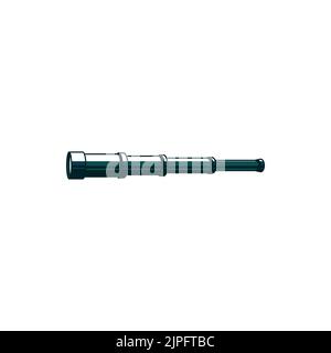 Spyglass optical hand held telescope isolated monochrome icon. Vector brass sailors antique old spyglass, pirate foldable optical telescope. Nautical seafarer tool to watch or observe far away Stock Vector