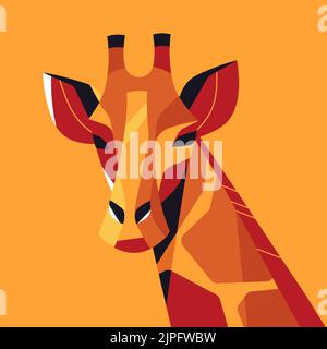 Giraffe portrait colorful vector illustration, poster, print Stock Vector